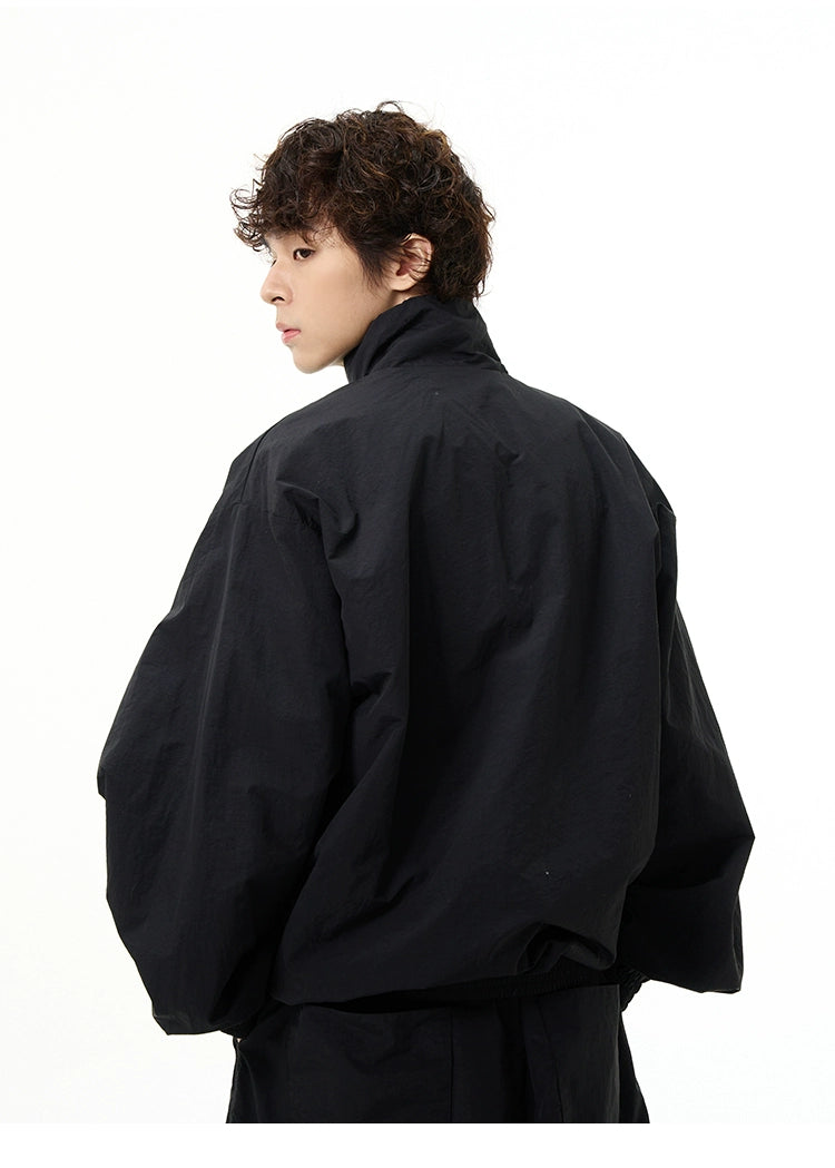 All-Black Oversized Windbreaker and Cargo Pants Setup