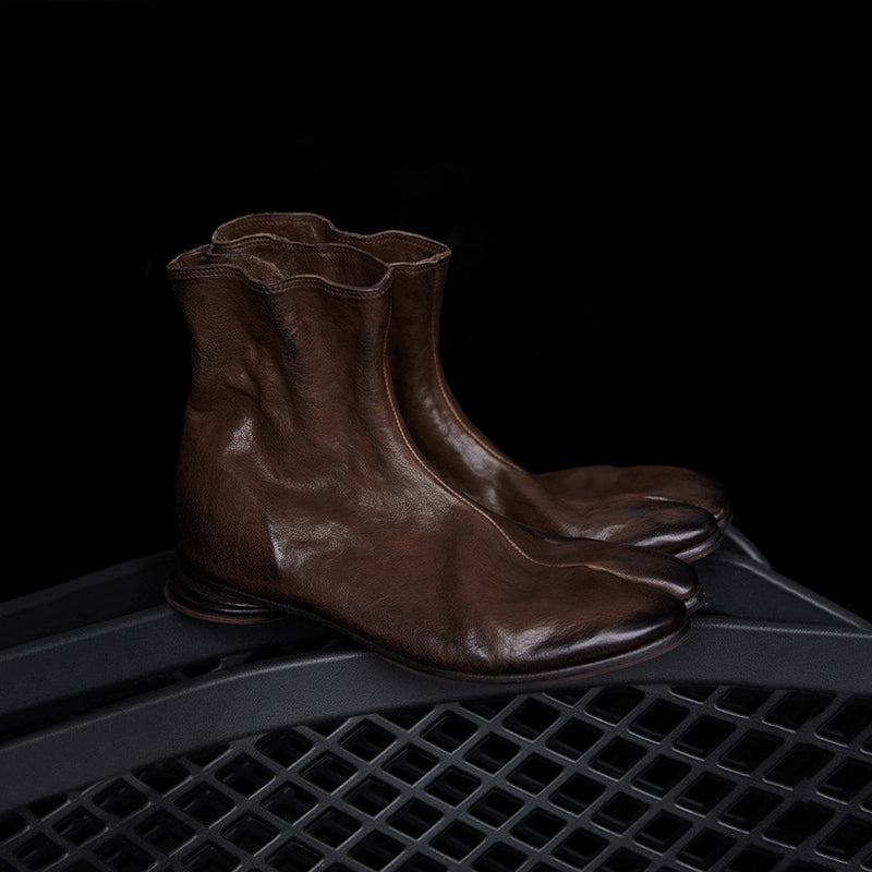 Black Leather Tabi Boots
