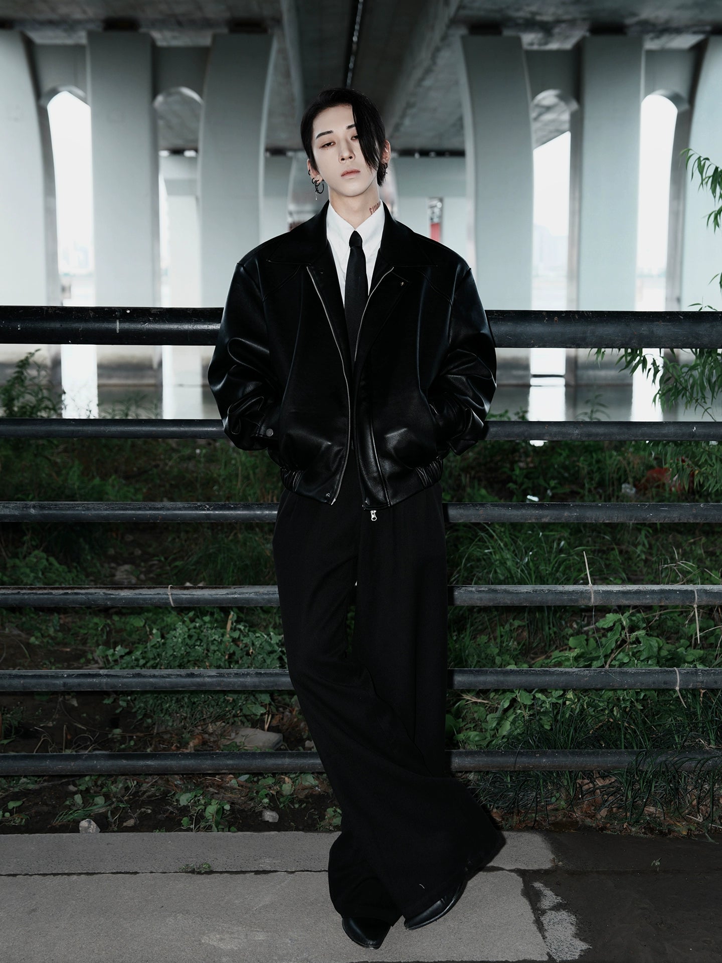 Noir Authority Leather Bomber