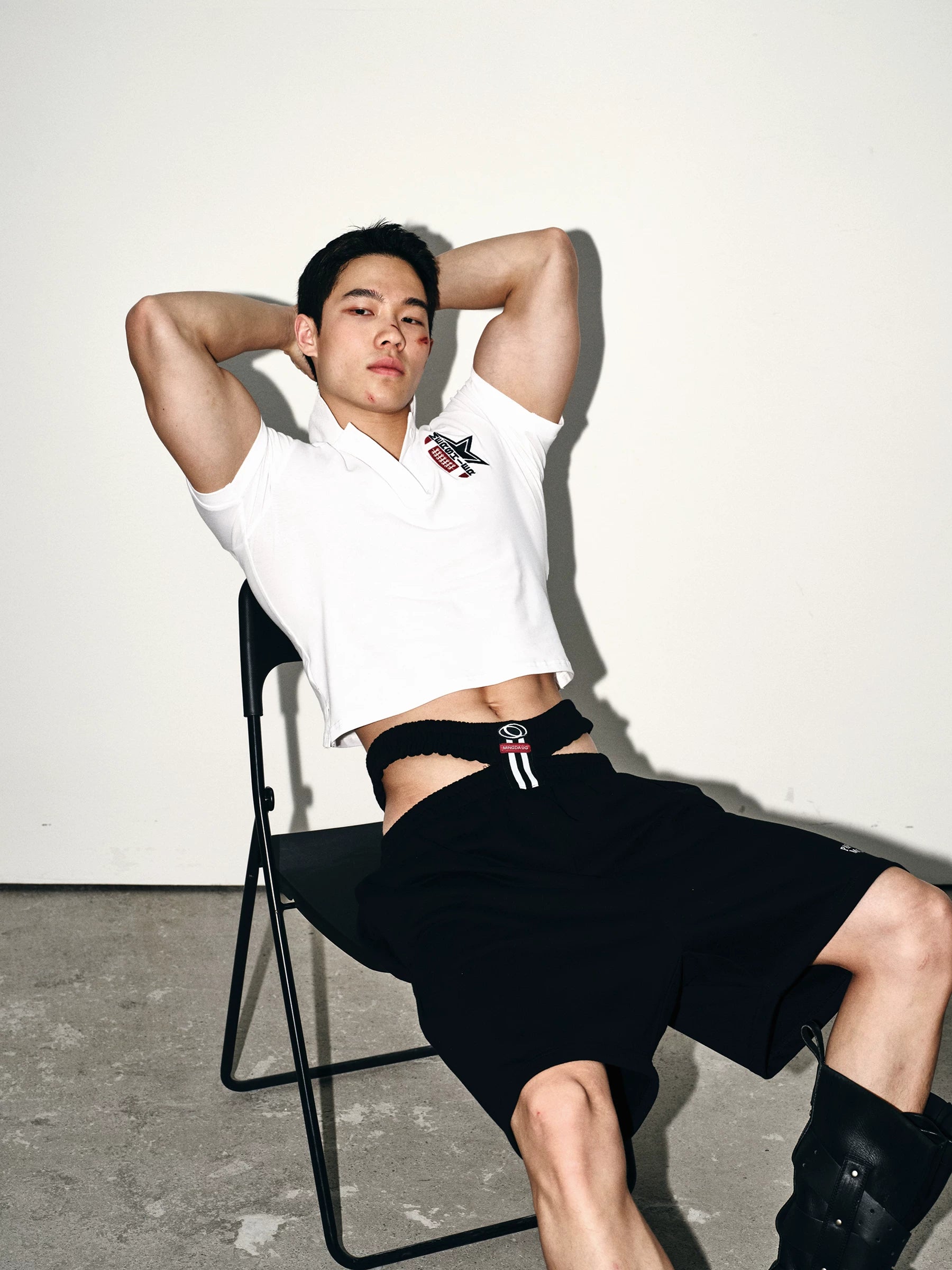 White Rebel Cropped Rugby Polo Top