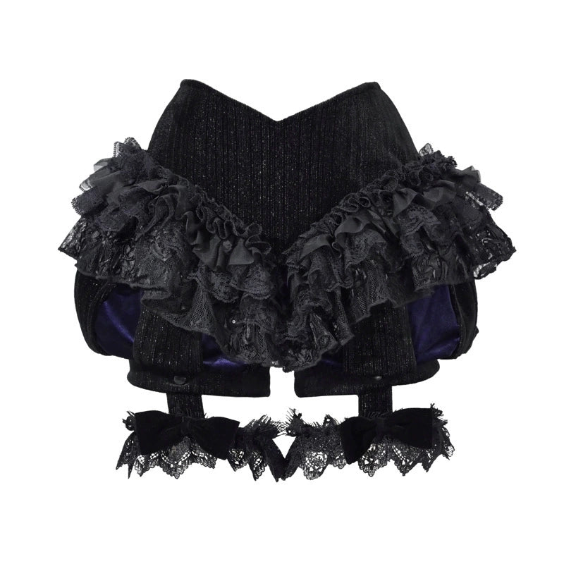 Gothic Ruffled Lace Bloomers with Garters