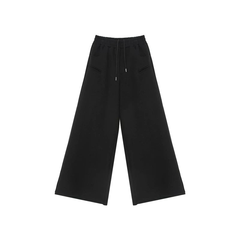 Shoulder-Padded Hoodie Jacket with Straight-Leg Pants Two-Piece Set