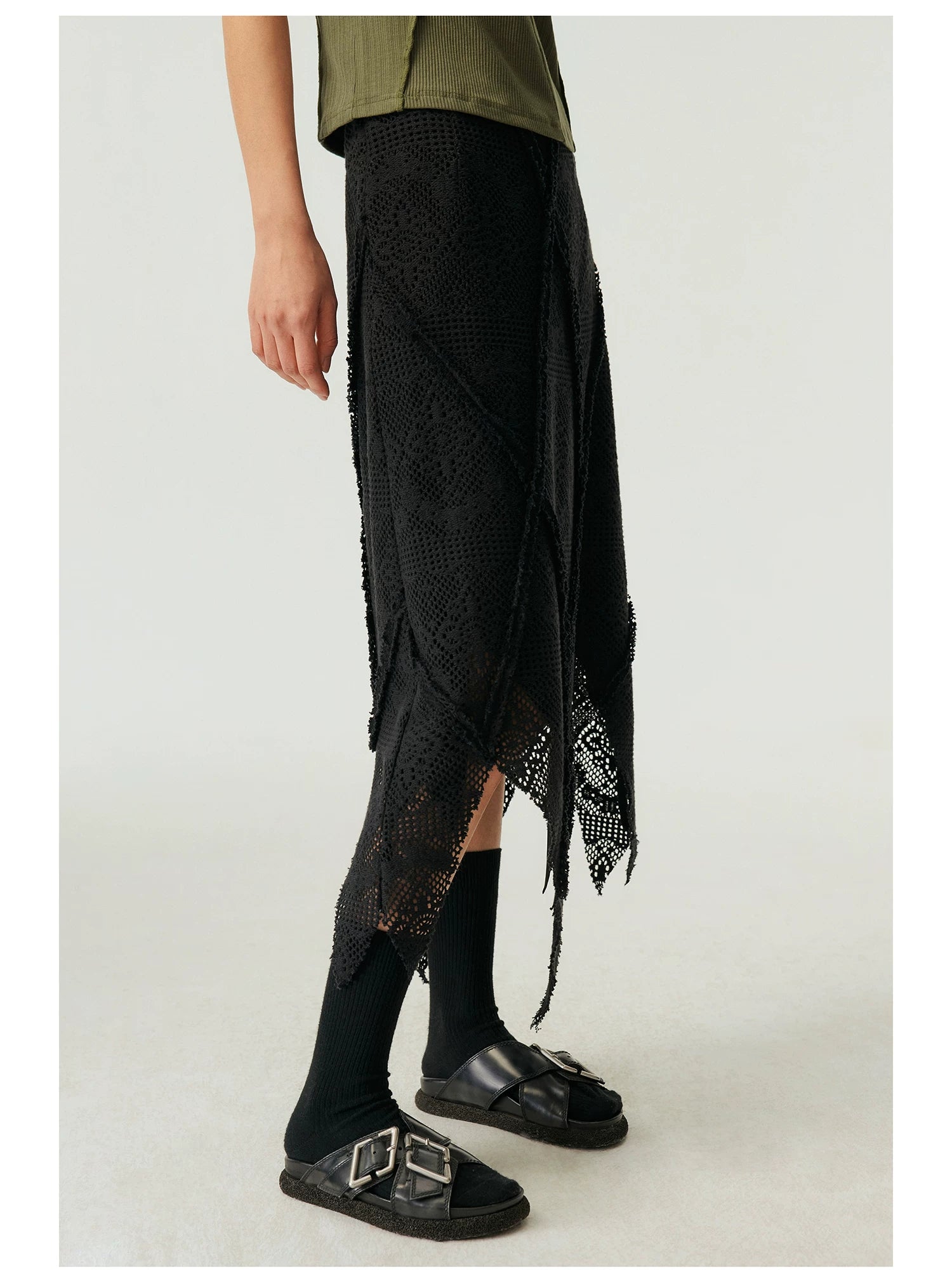 Crochet Handkerchief Hem Midi Skirt
