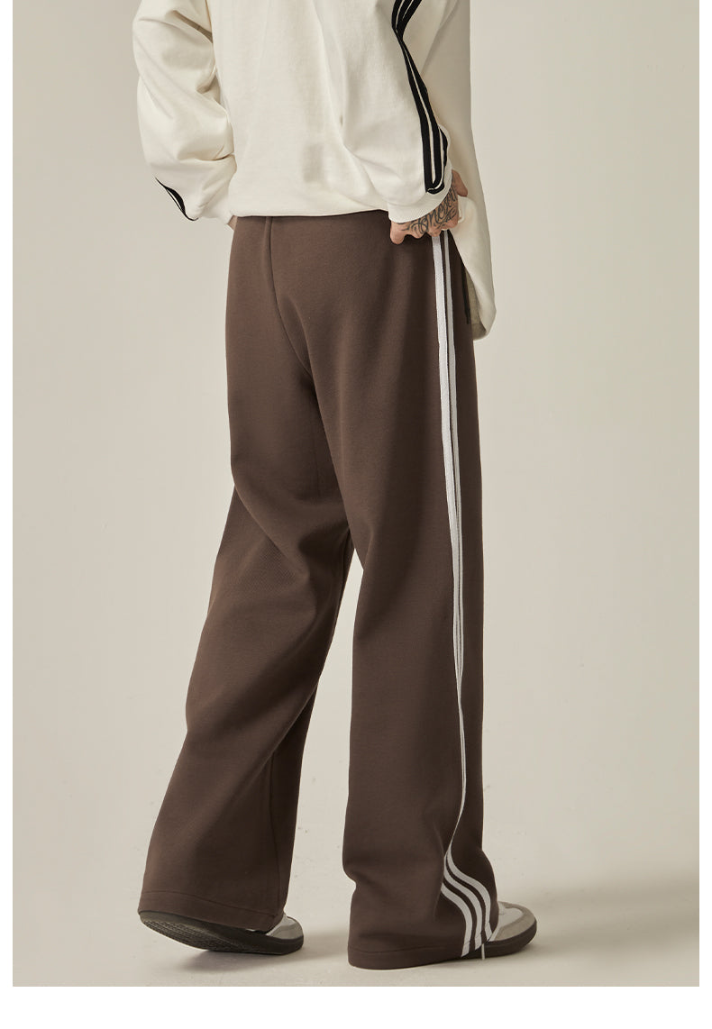 Brown Striped Wide Track Pants
