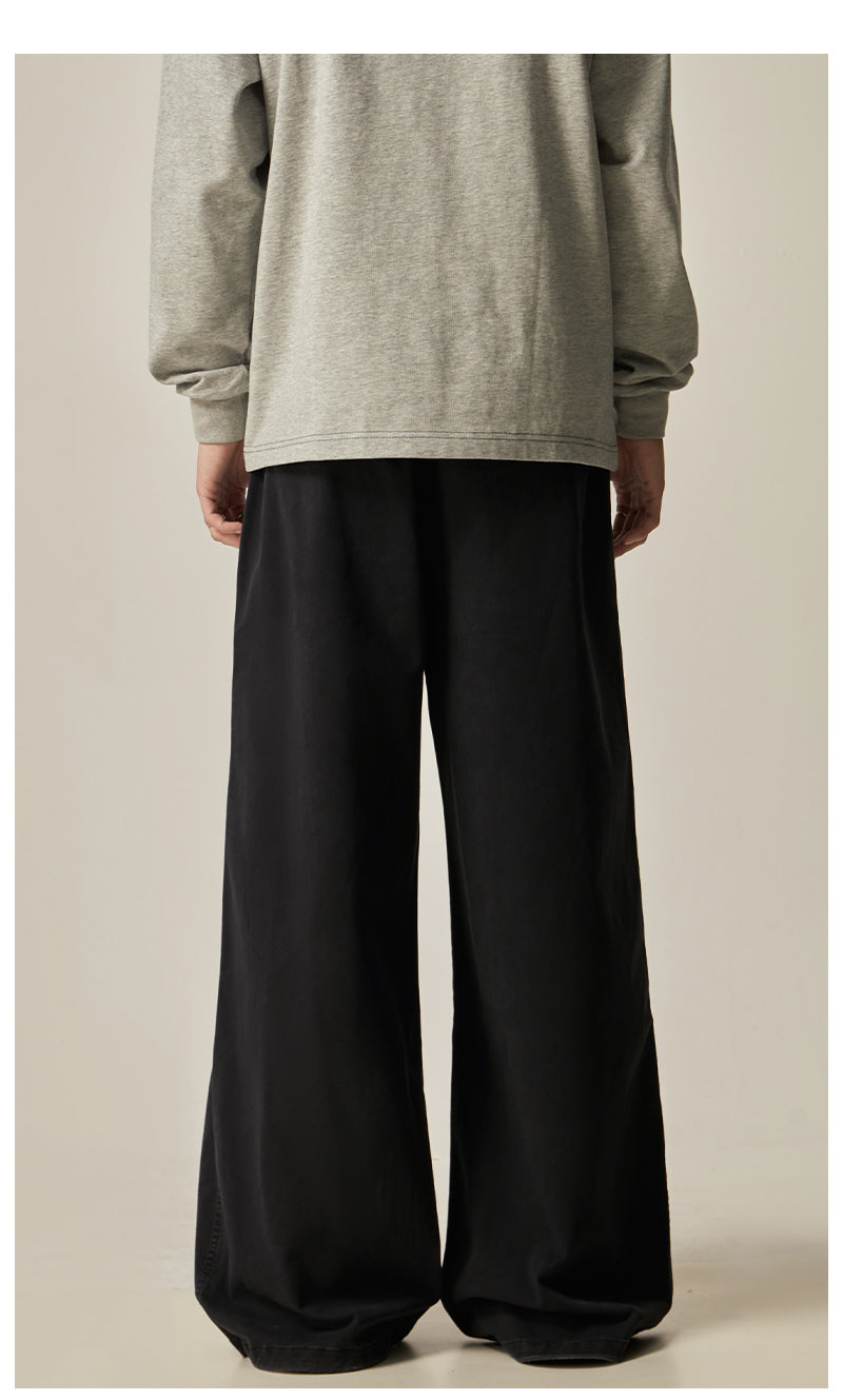 Brown Loose Drawstring Wide Pants