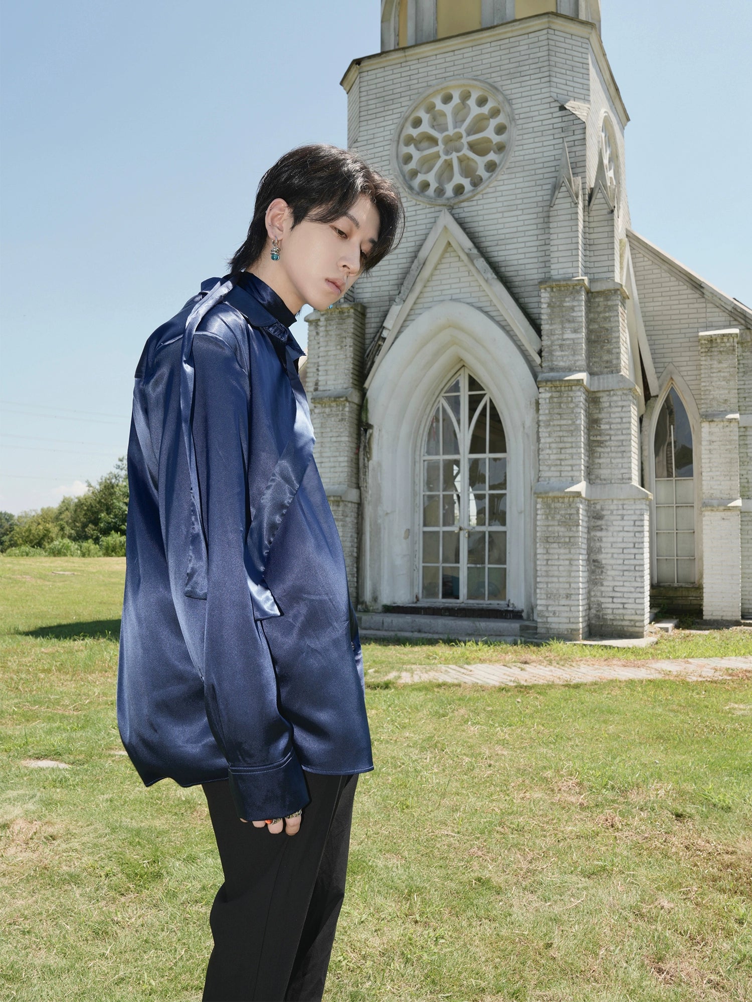 Satin Button-Up Shirt