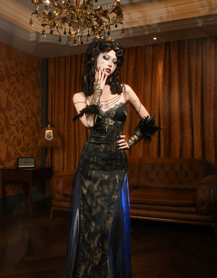 Midnight Lace Victorian Evening Gown