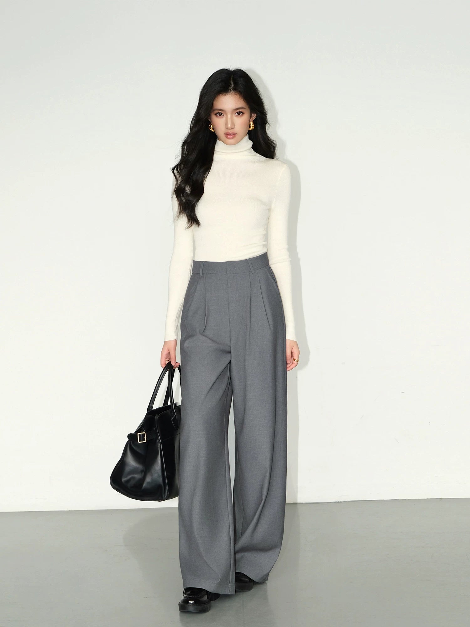 Midnight Drape High-Waist Wide Trousers