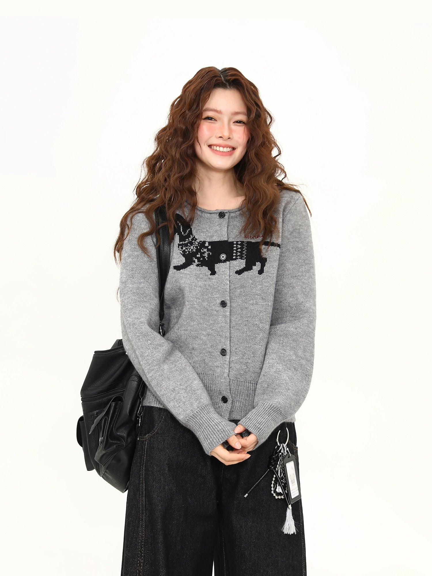 Dachshund Stroll Knit Cardigan