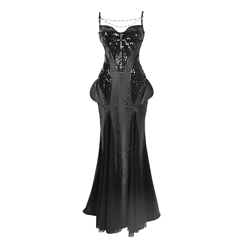 Black Corset Gothic Mermaid Dress