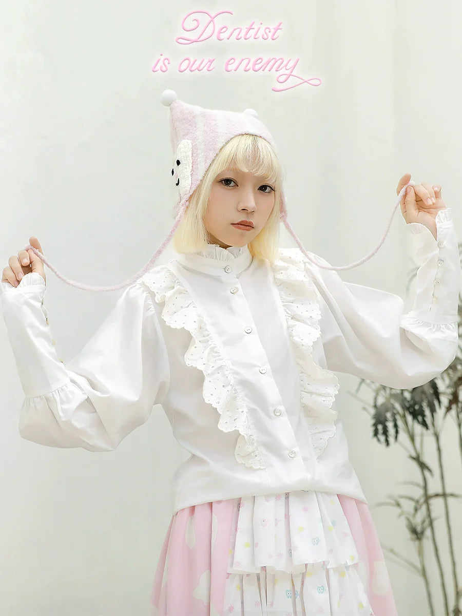 Victorian High Neck Lace Ruffle Blouse