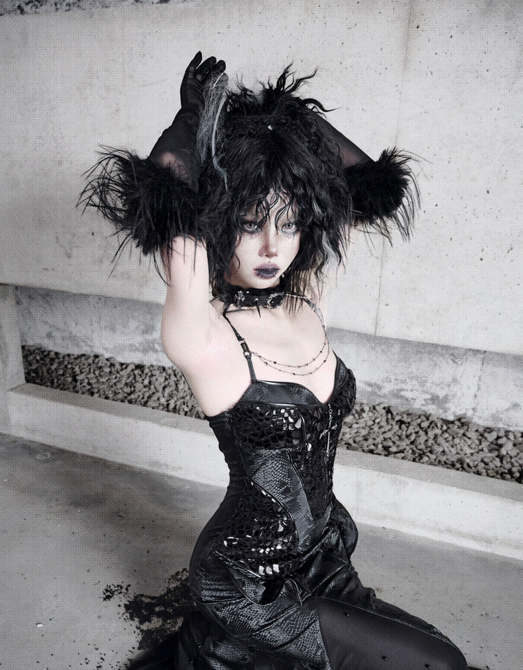 Black Corset Gothic Mermaid Dress