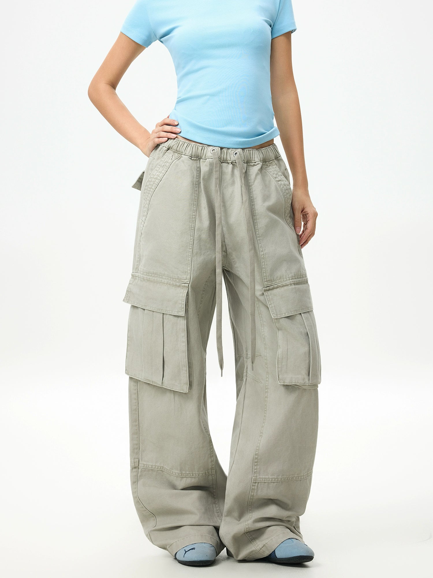 Driftwood Wide-Leg Cargo Pants