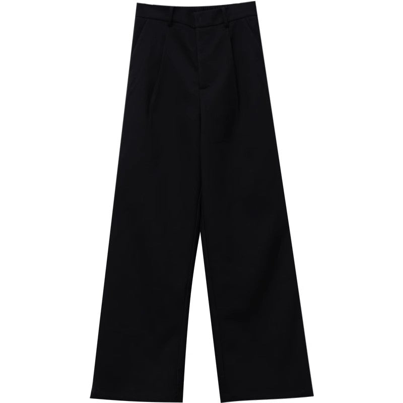 Wide-Leg Straight Trousers