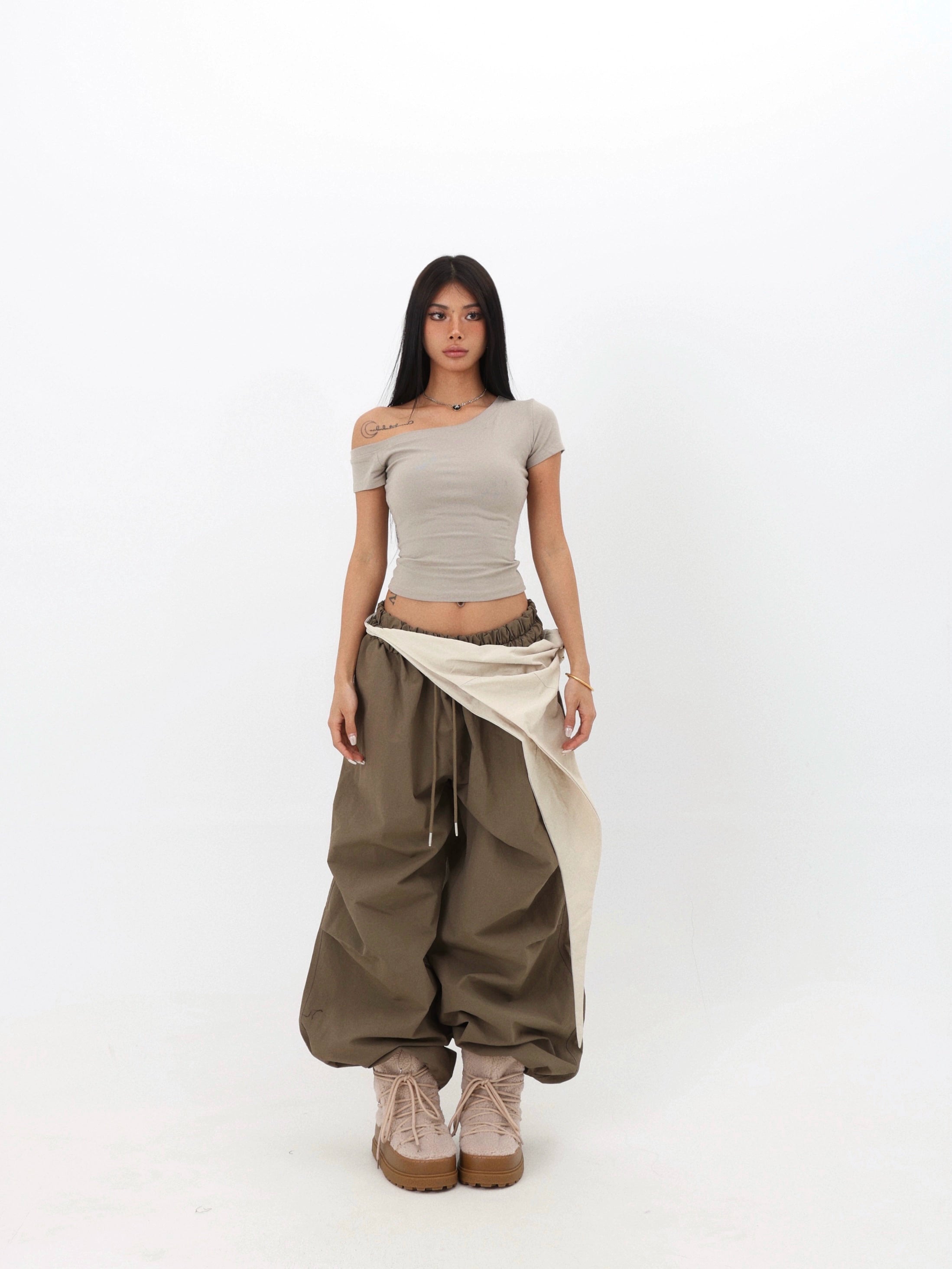 Wrap Waist Parachute Pants