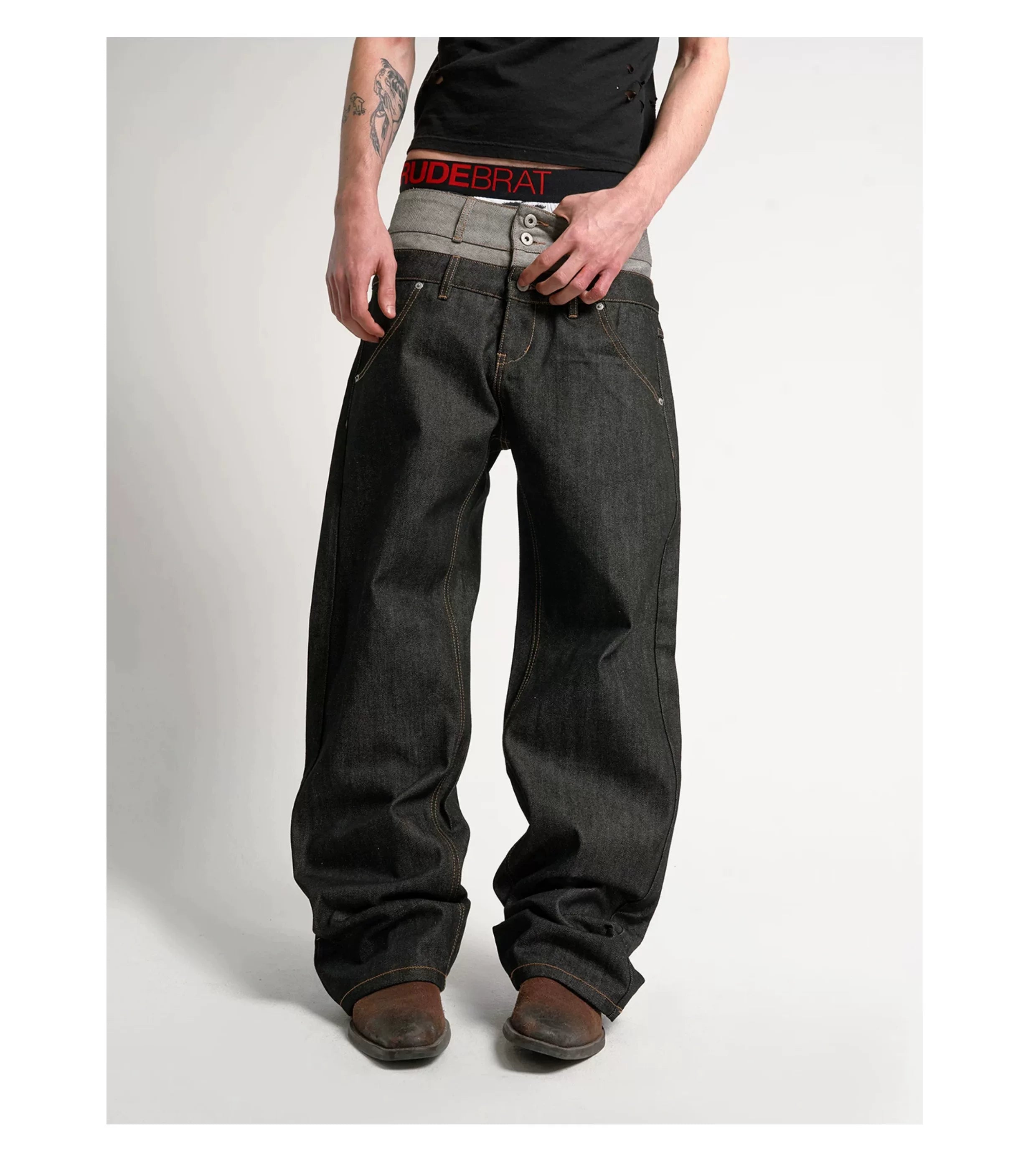 Union Cuff Studded Baggy Jeans