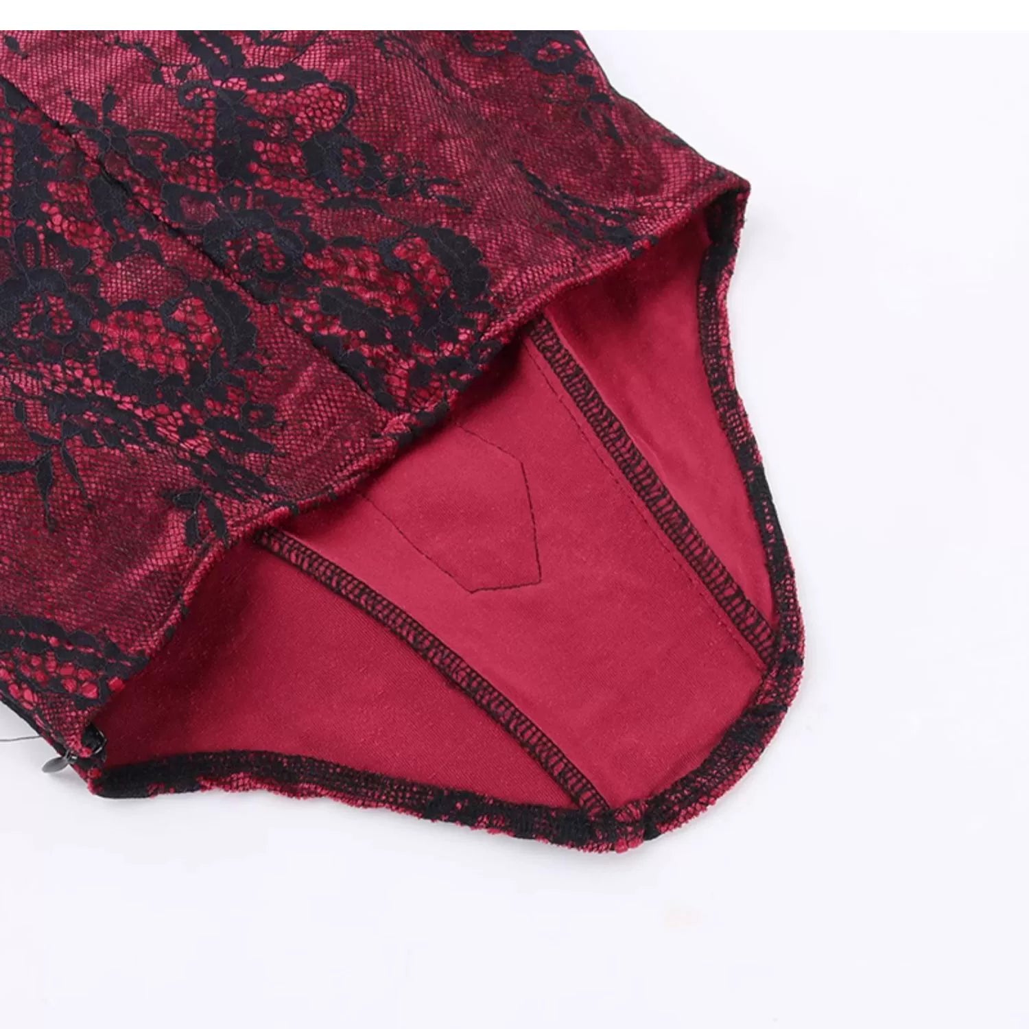 Conjunto de terciopelo gótico de Wannathis - Bodysuit de encaje sin hombros con sirena floral Maxi falda