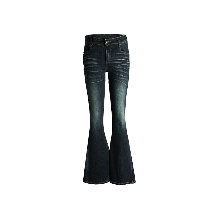 Jean micro-flare noir et bleu