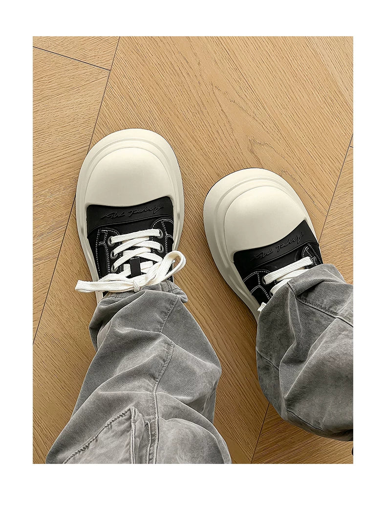 Black Big-Head Round Toe Platform Sneakers