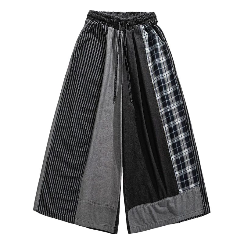 Oversized Patchwork Denim Skirt Pants