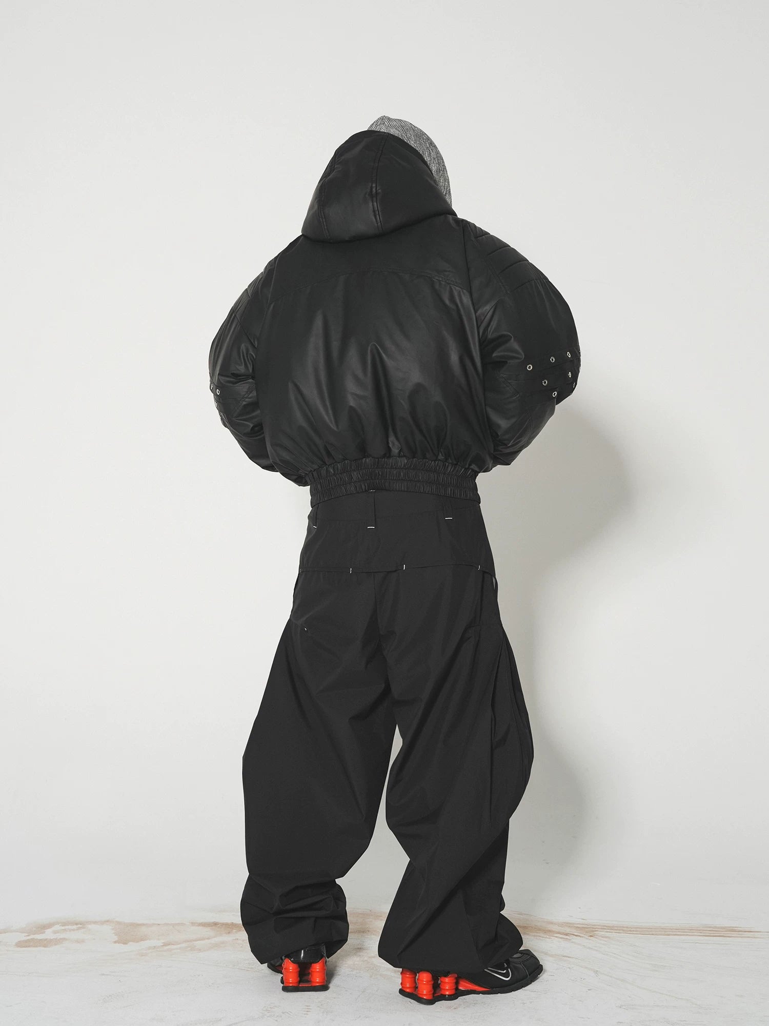 Midnight Rivet Hooded Puffer Bomber