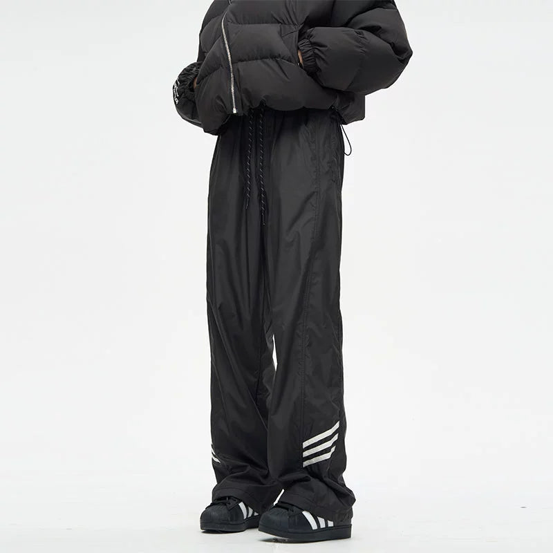 Wide-Leg Track Pants with Side Stripes