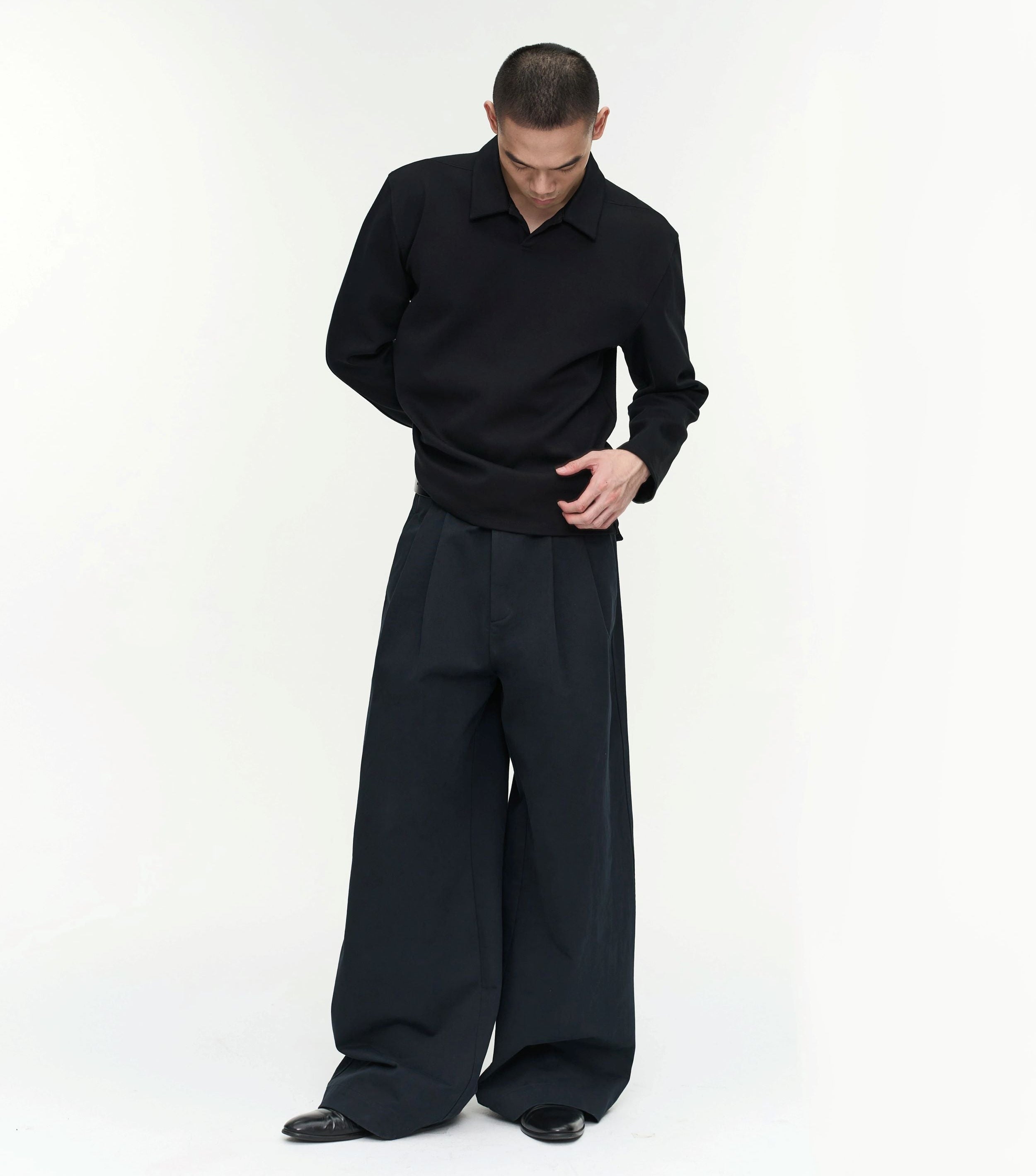 Double-Pleated Wide-Leg Pants