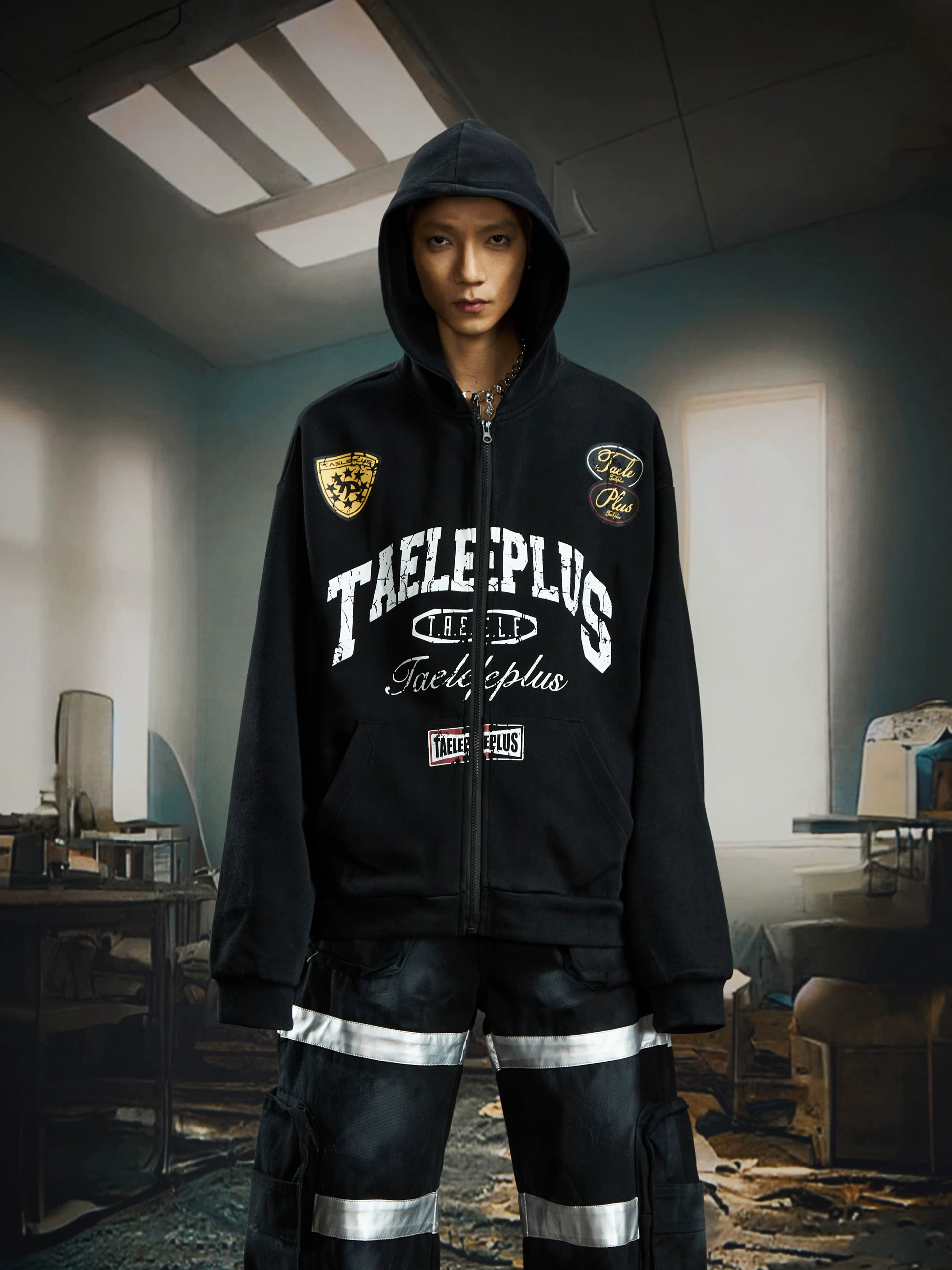 Taeleplus Varsity Patch Zip Hoodie