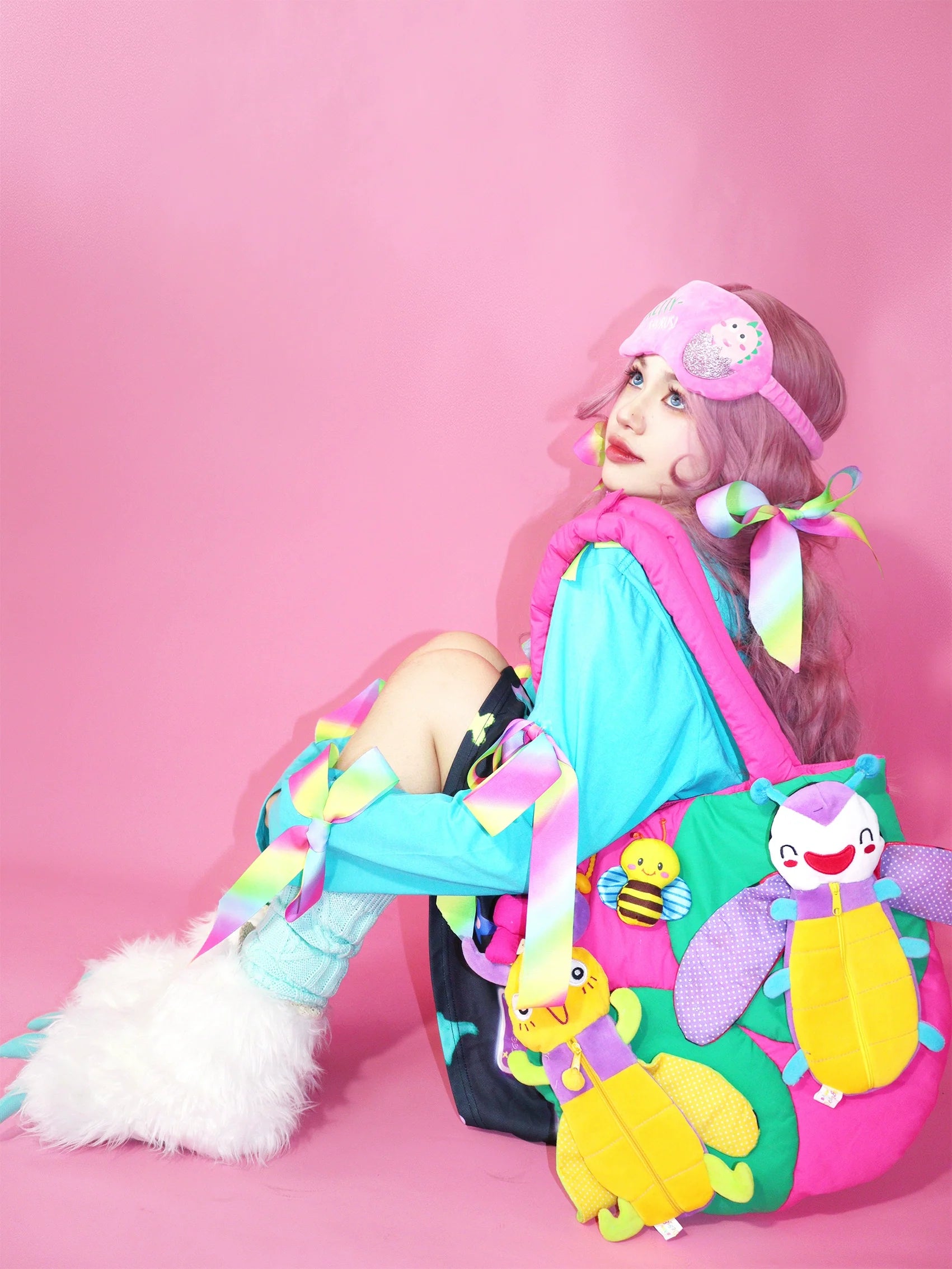 Kawaii Bug Plushie Colorblock Bag