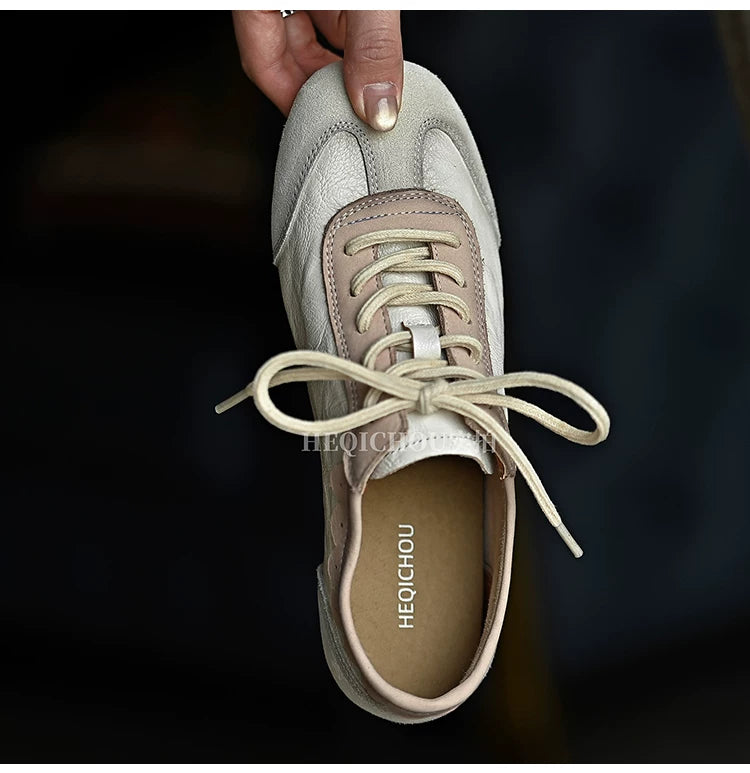 Alba Retro Lace-Up Leather Sneakers