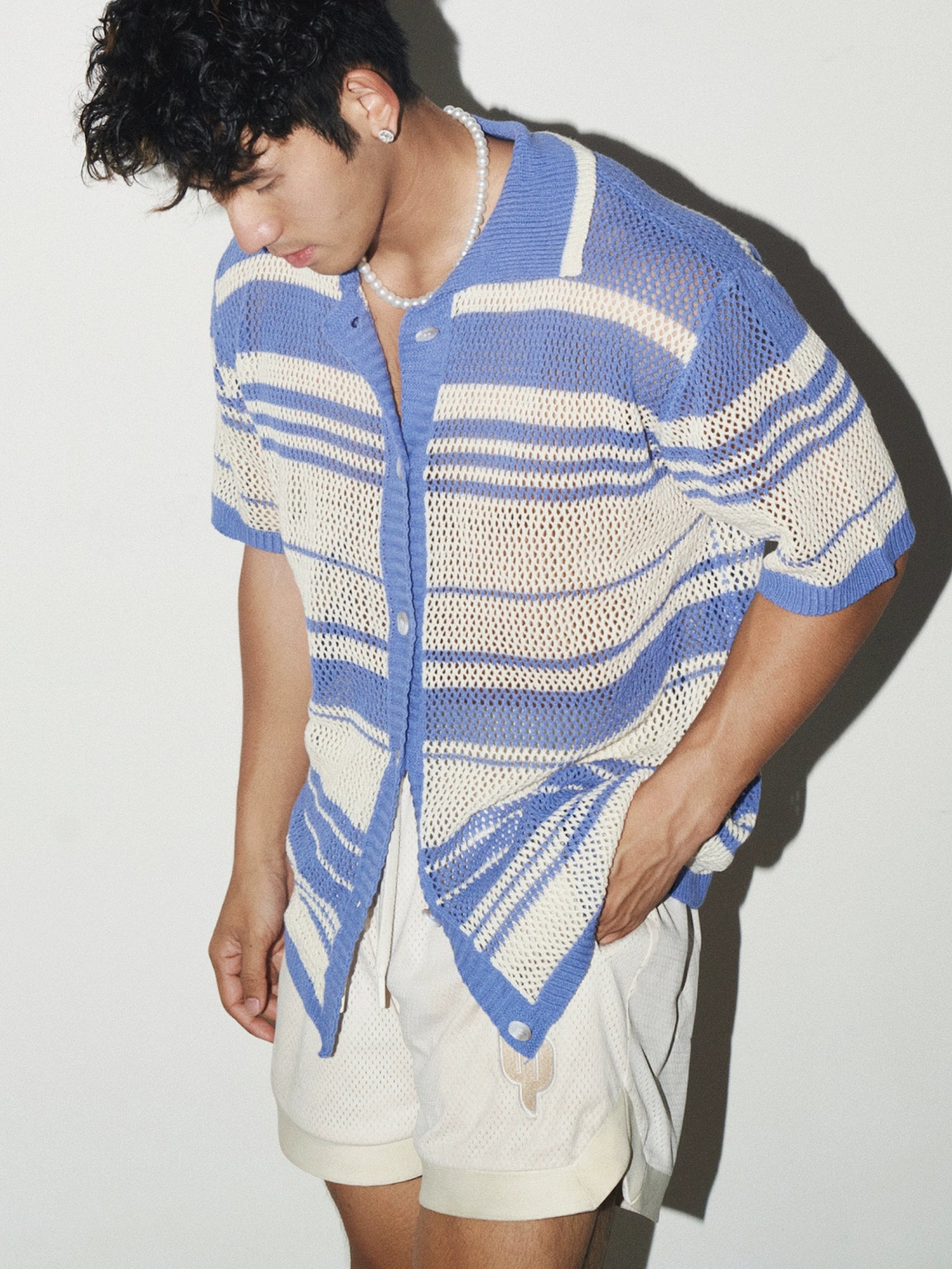 Hollow Out Niche Striped Shirt