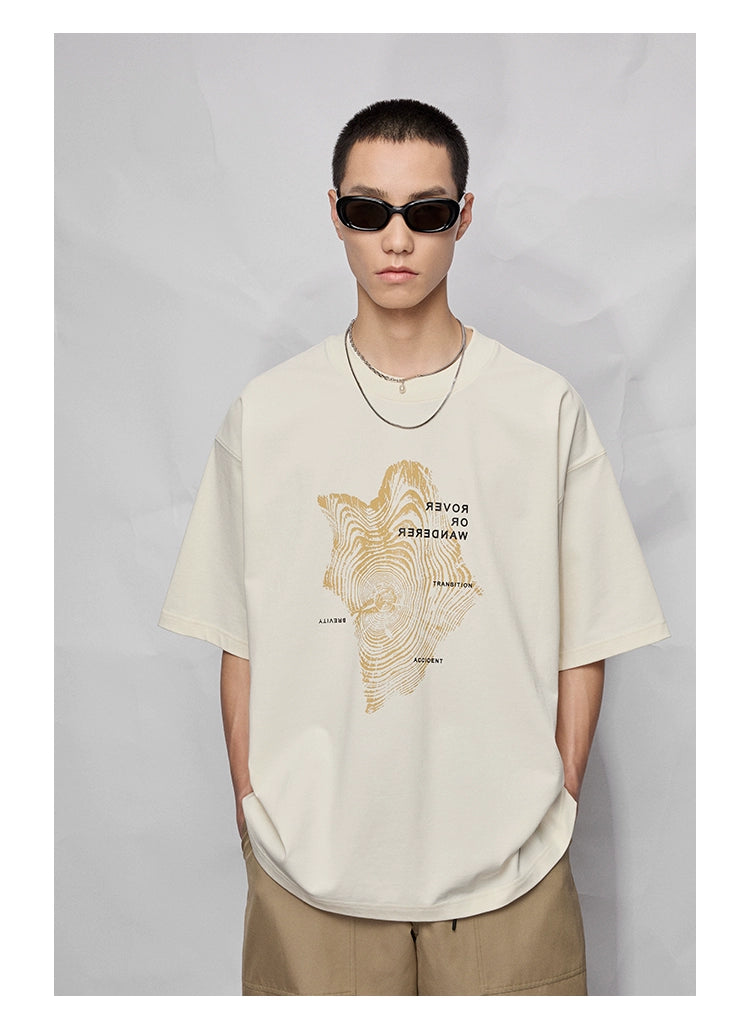 Camiseta de manga corta de impresión gráfica y letra