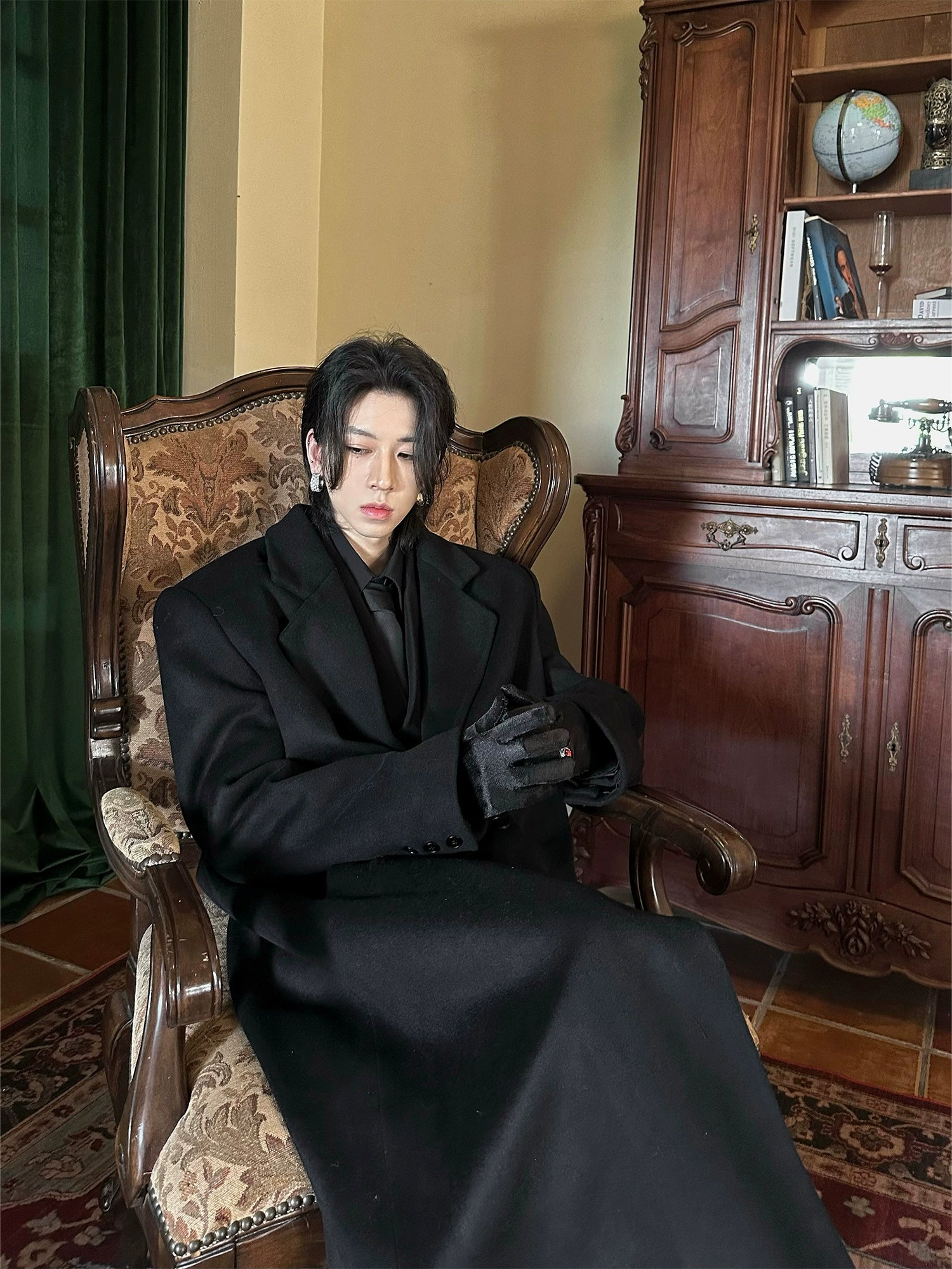 Classic Black Wool Overcoat