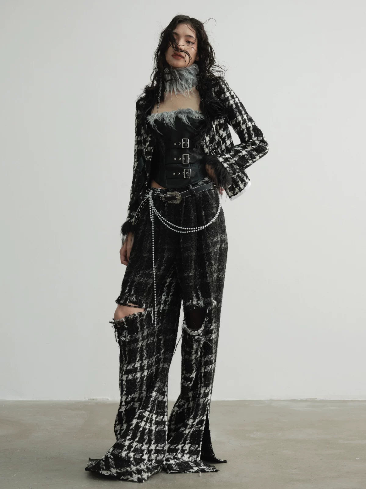 Frosttrim Tweed Cropped Coat