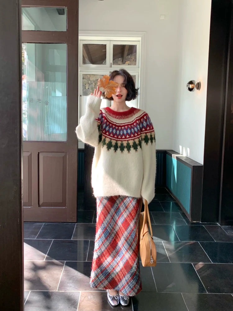 Retro Winter Fair Isle Knit Sweater