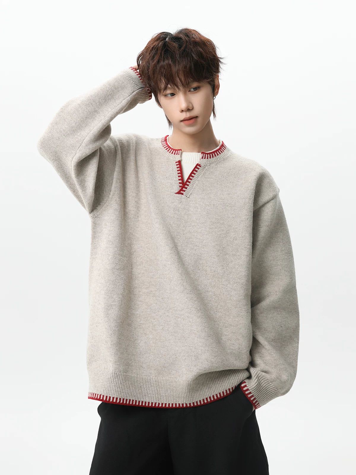 Ember Stitch Charcoal Knit Pullover