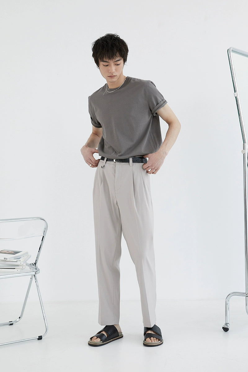 Pantalones de vestir de confort de doble plato