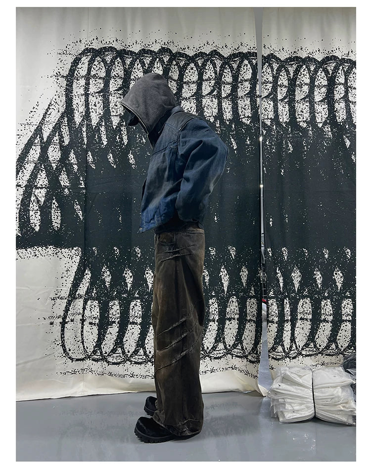Faded Indigo Panelled Denim Trucker Jacket