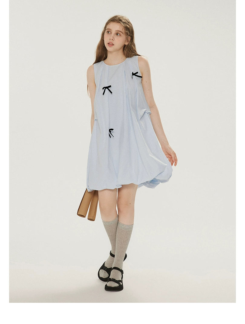 Bow Bubble Sleeveless Summer Dress