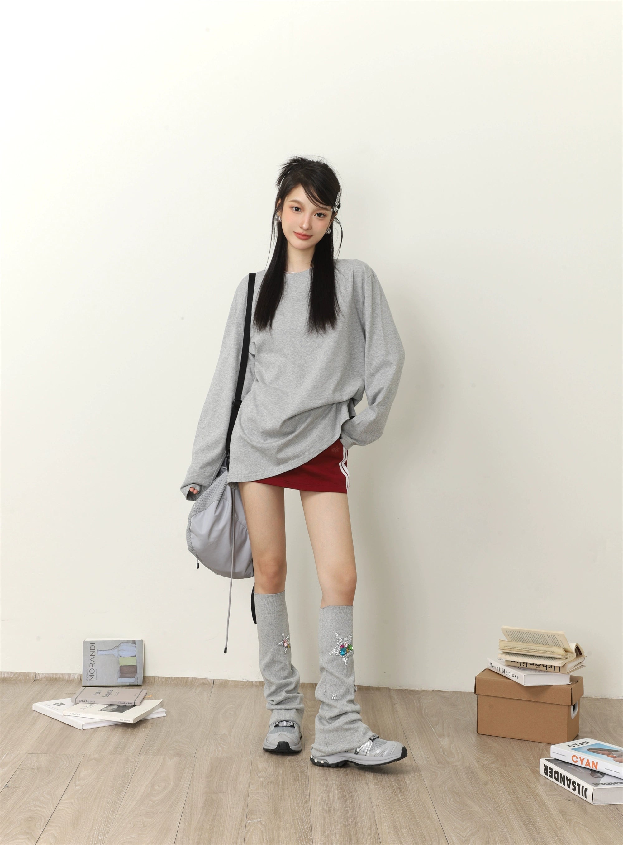 Feste Farbe Lose Long Sleeve T-Shirt