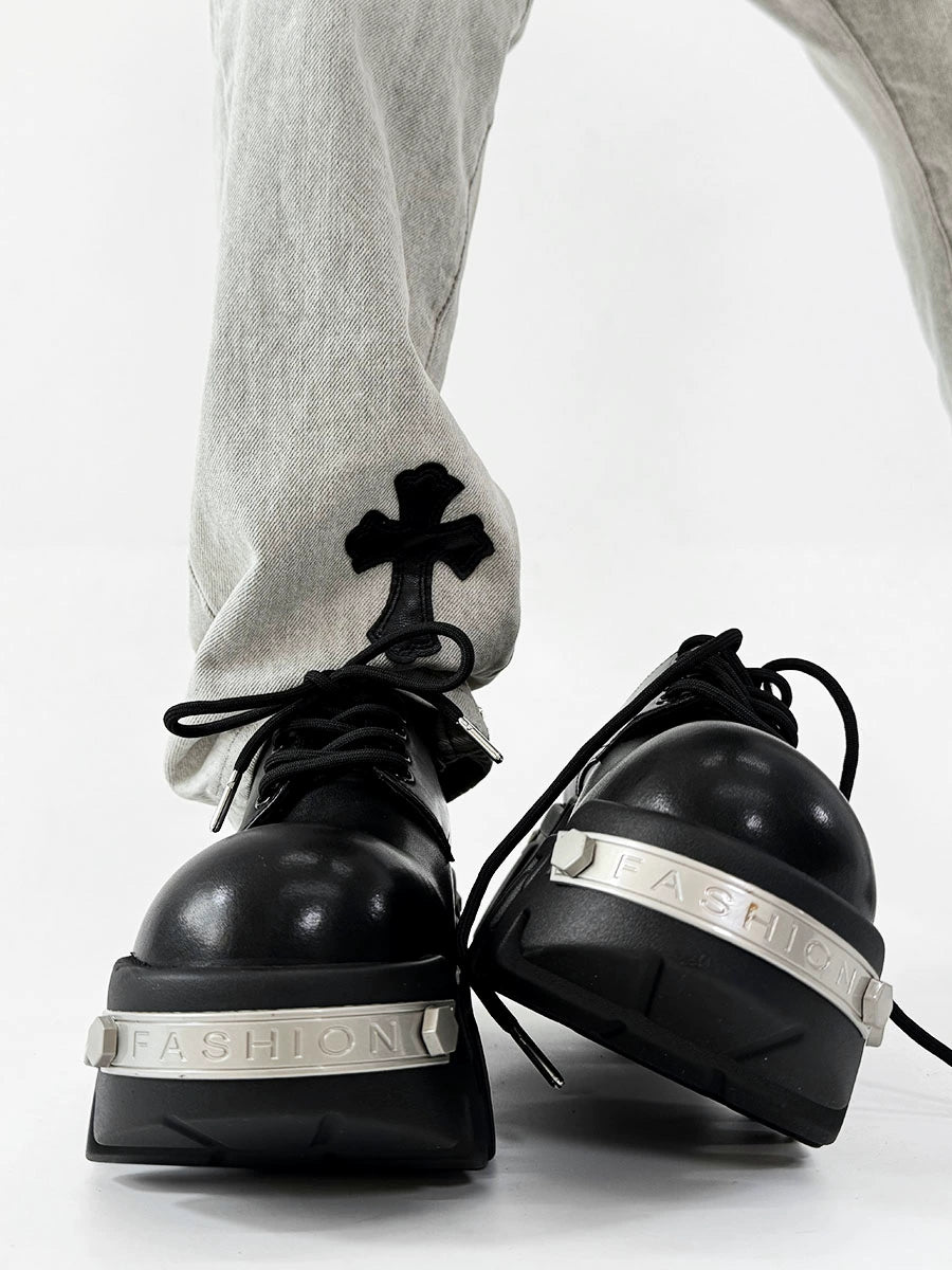 Futuristic Black 8cm Platform Oxfords
