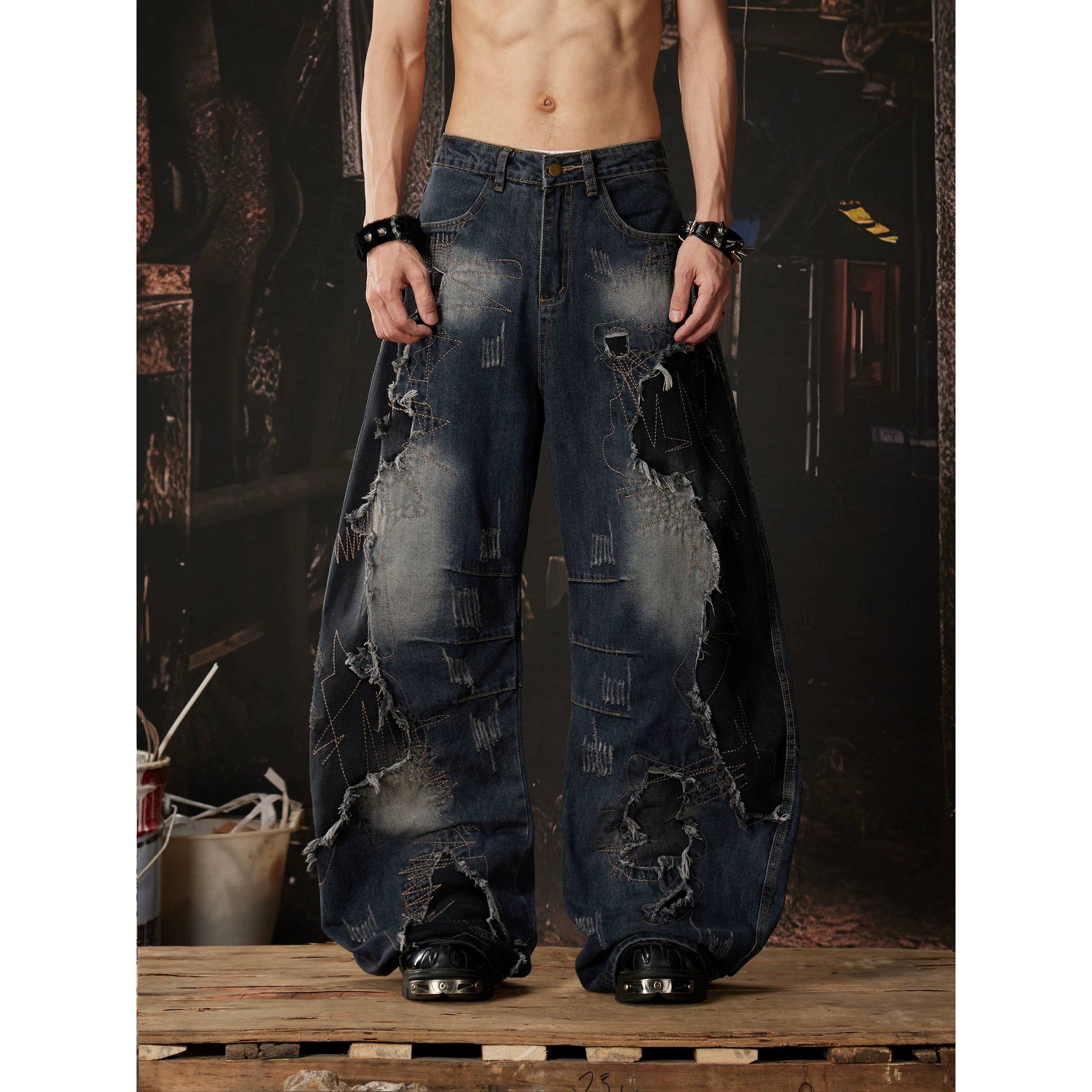 Rustforge Ruin Wide-Leg Denim Pants