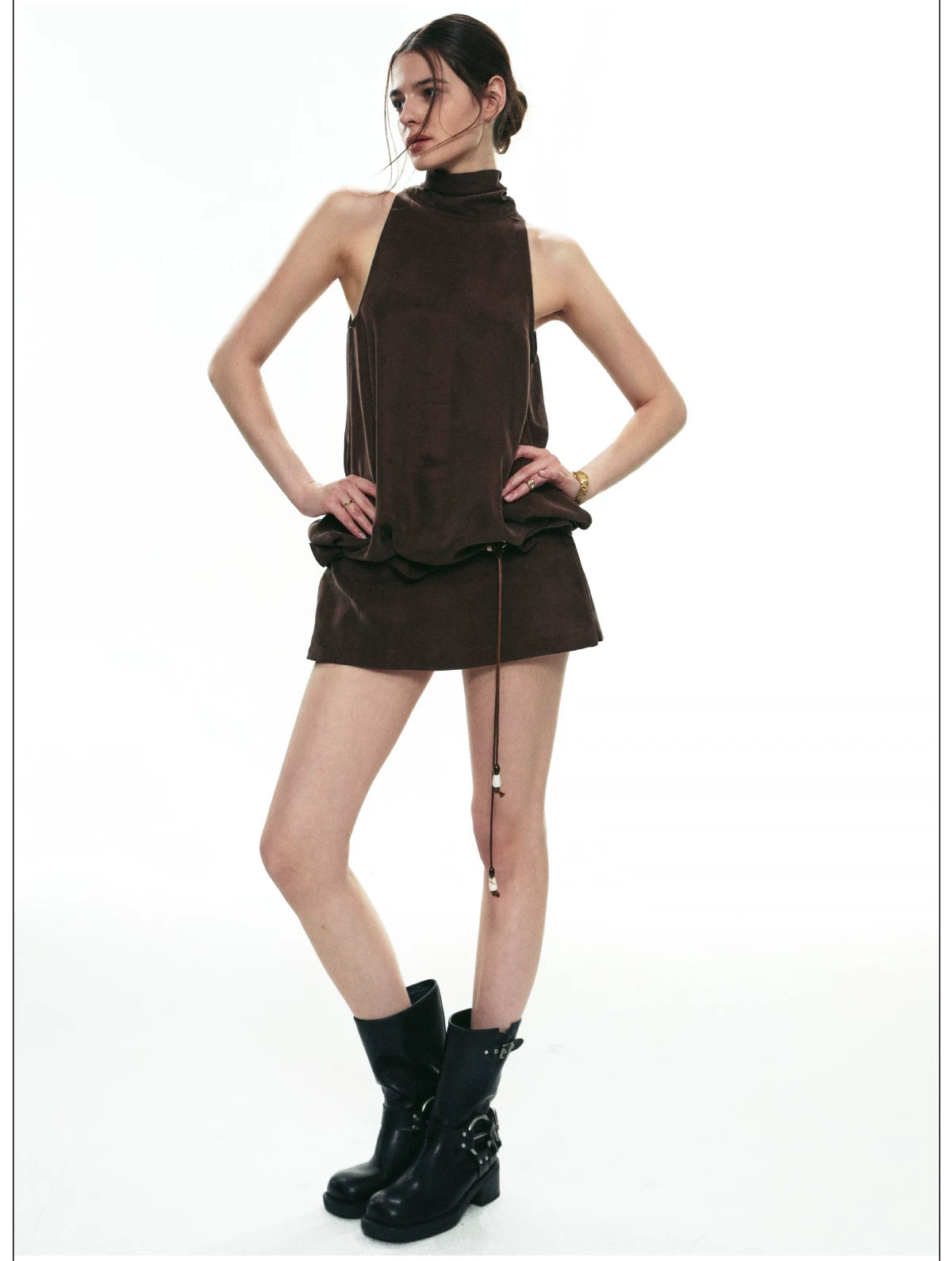 Espresso Nocturne Draped Halter Top