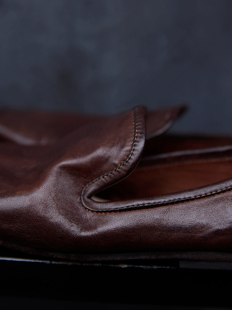 Colorful Leather Square Toe Loafers