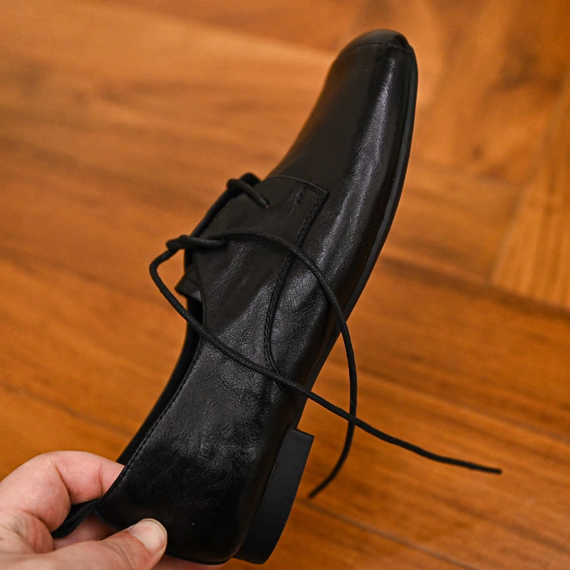 Noir Classic Square-Toe Derby Shoes