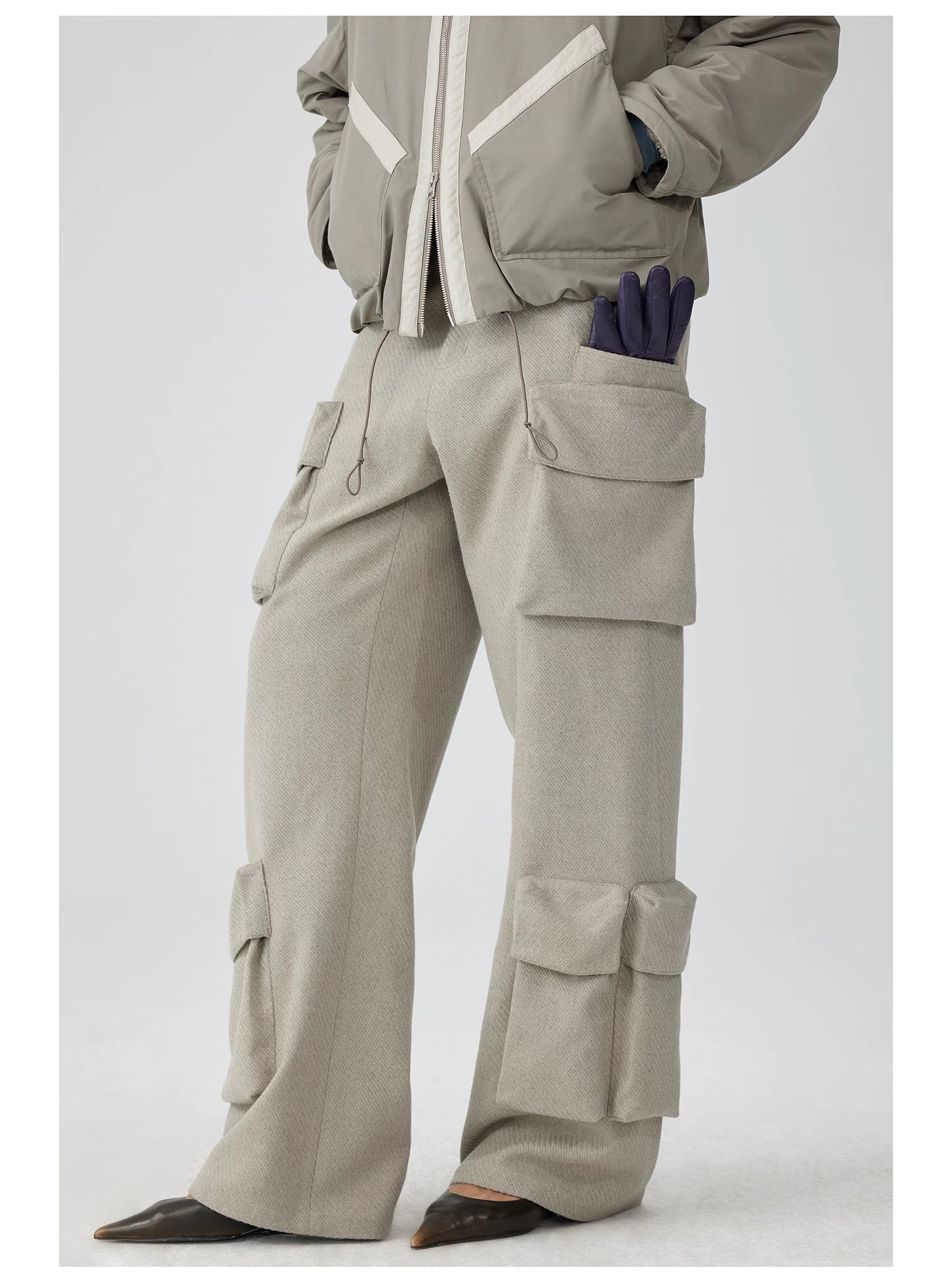 Multi-Pocket Wide-Leg Cargo Trouser