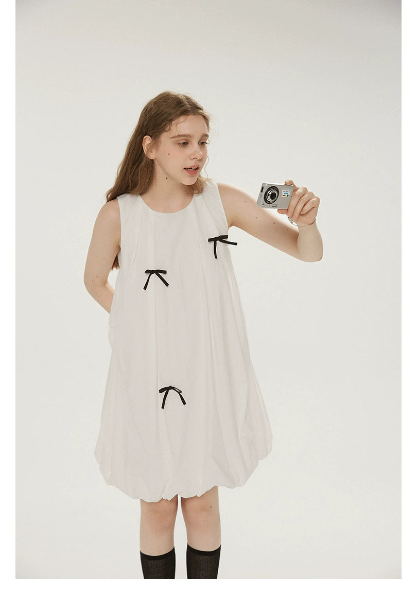 Bow Bubble Sleeveless Summer Dress