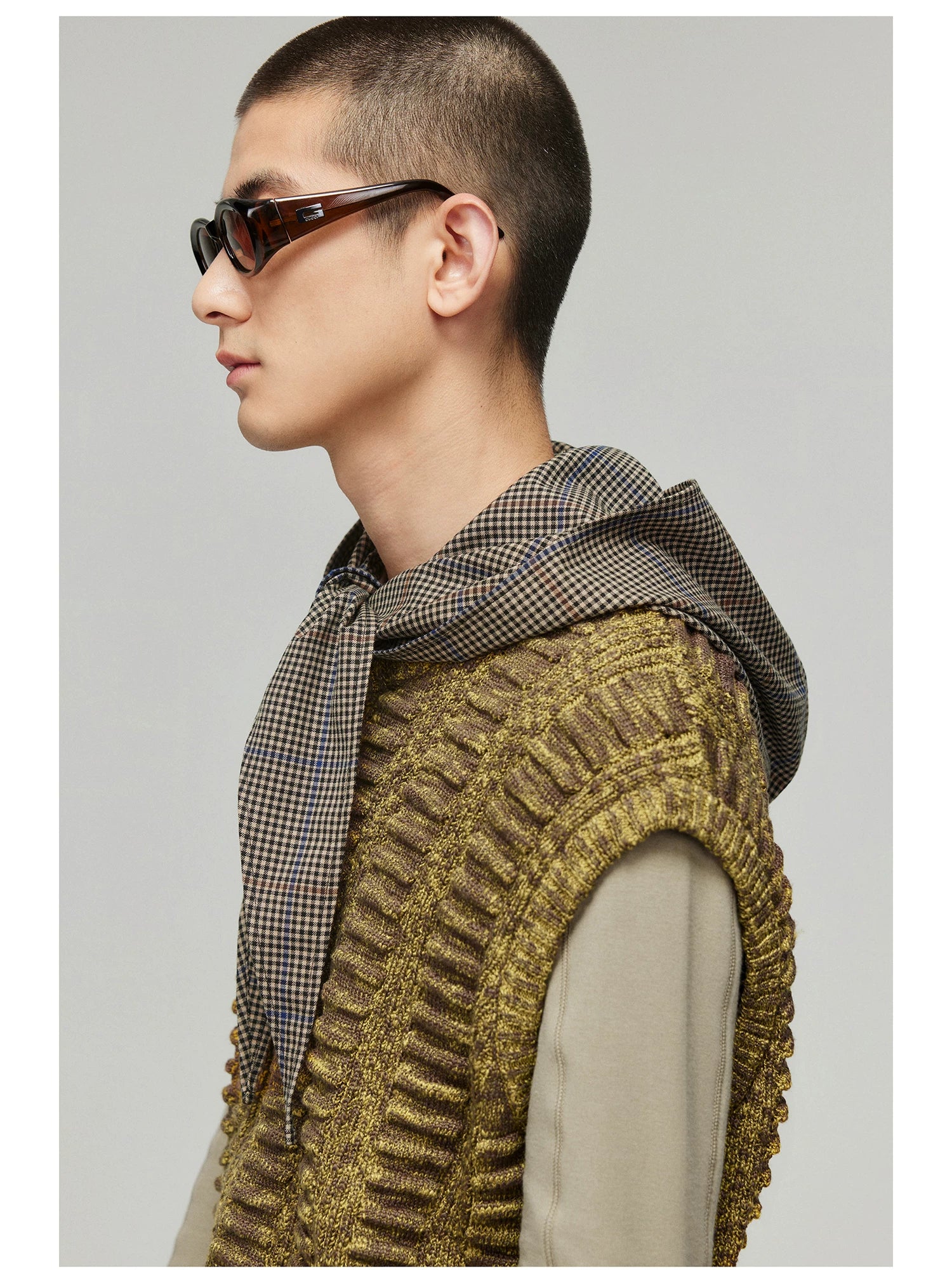 Plaid Whisper Tie-Hood Scarf