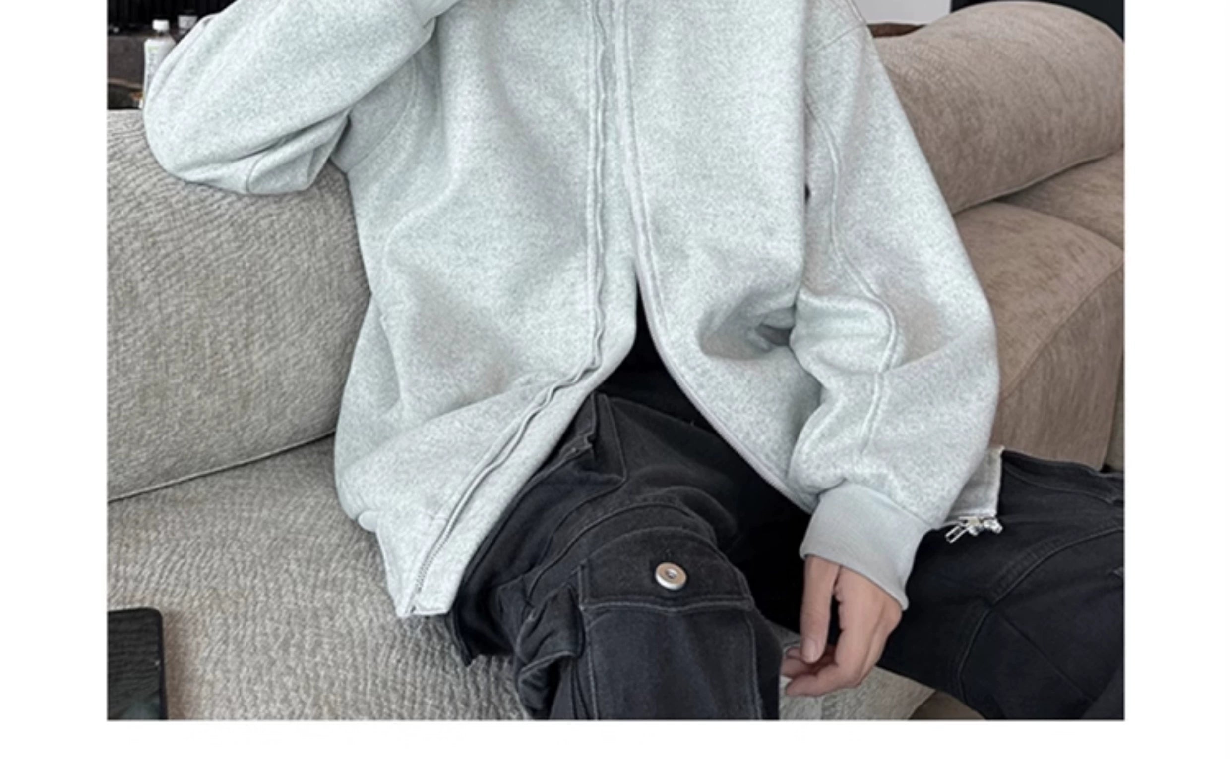 Oversized Stand Collar Zip Jacket