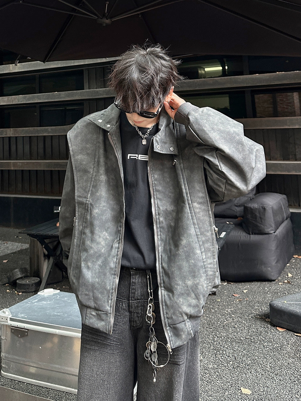 Oversized Vintage Zip-Up Jacket